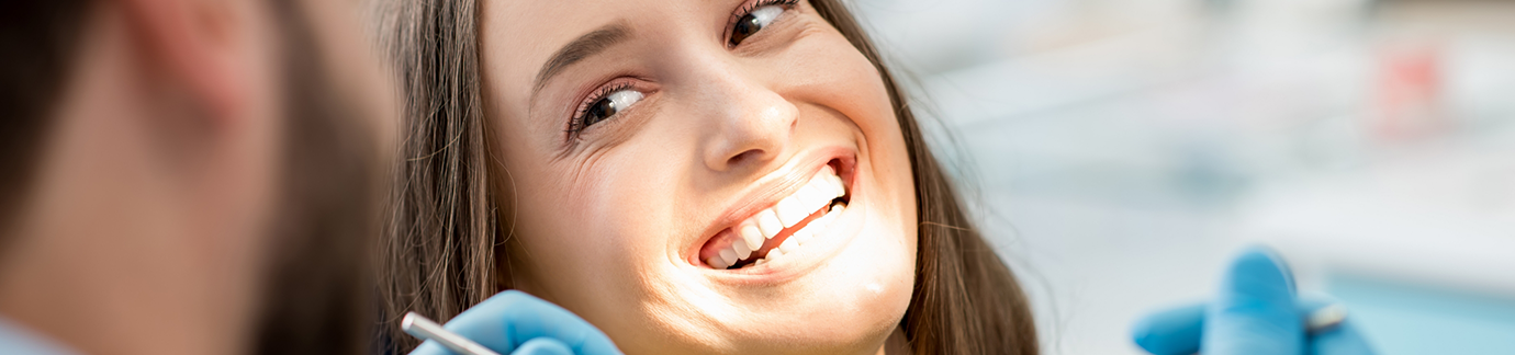 Close up of female dental patient smiling